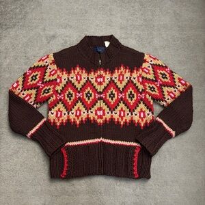 Catherine Stewart for Bellepoint Geometric Vintage Cardigan Sweater Pockets